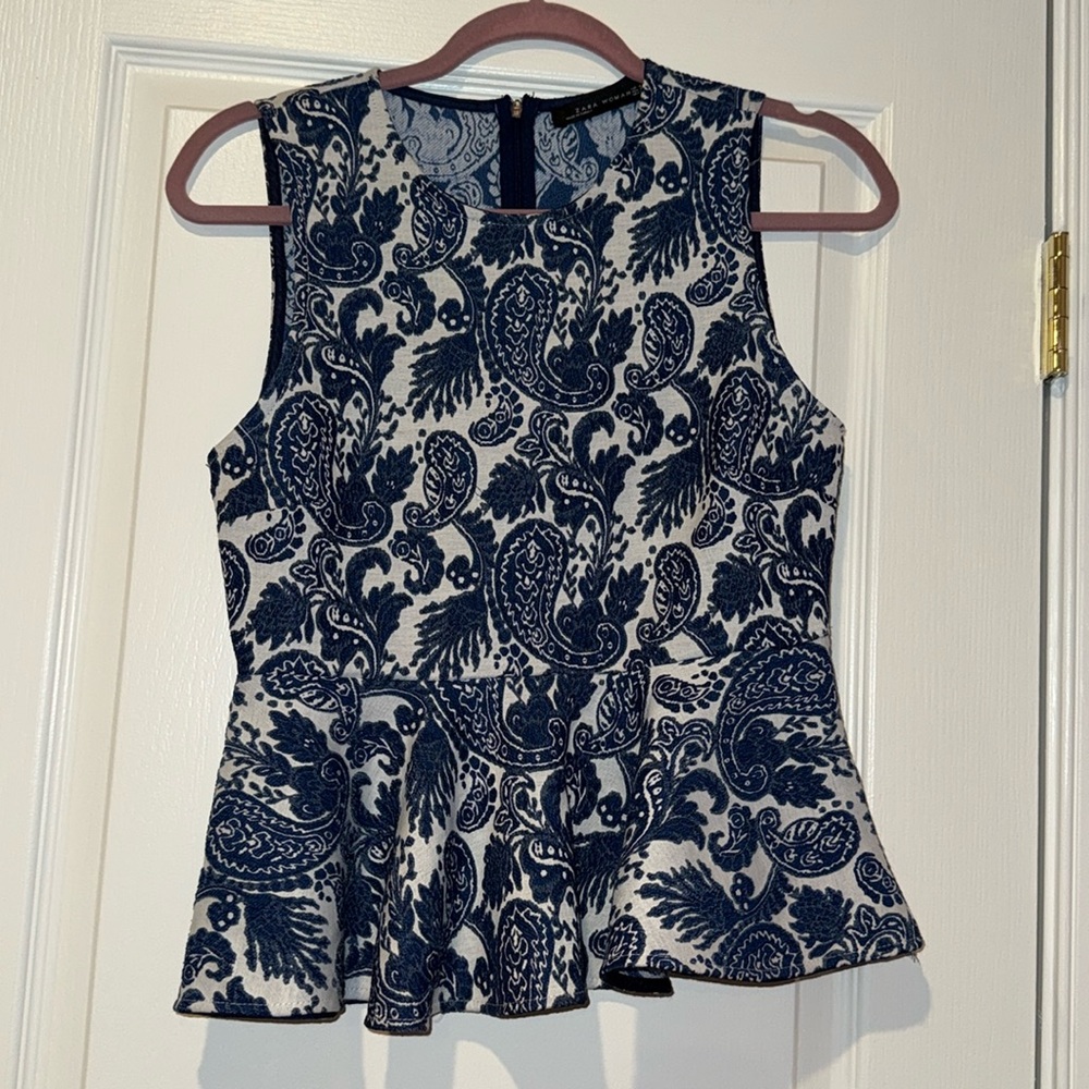 Zara Patterned Peplum Top